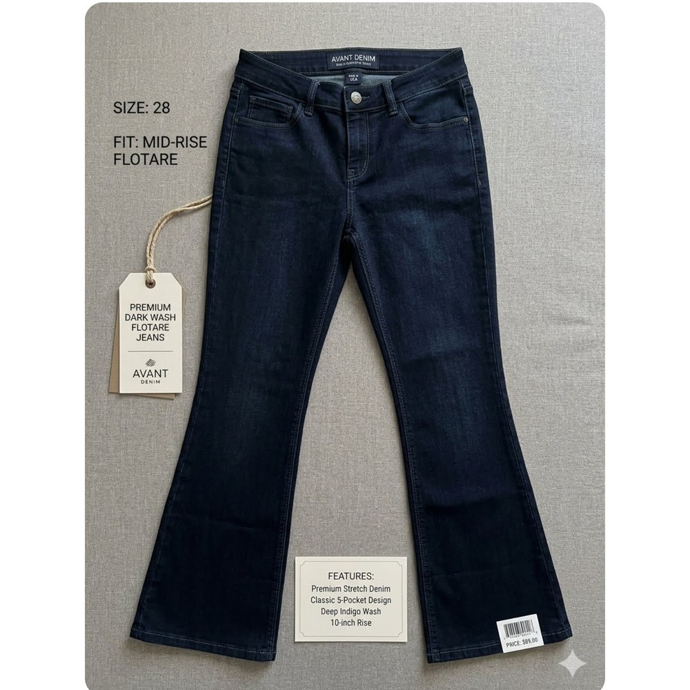 Laurie Felt Silky Boot Cut Jeans Womens 28 Deep Indigo Vital Stretch Mid Rise